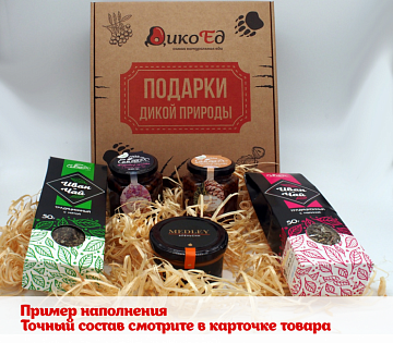 Подарочный набор Дикопей с чаем и десертами Фото Подарочный набор Дикопей с чаем и десертами